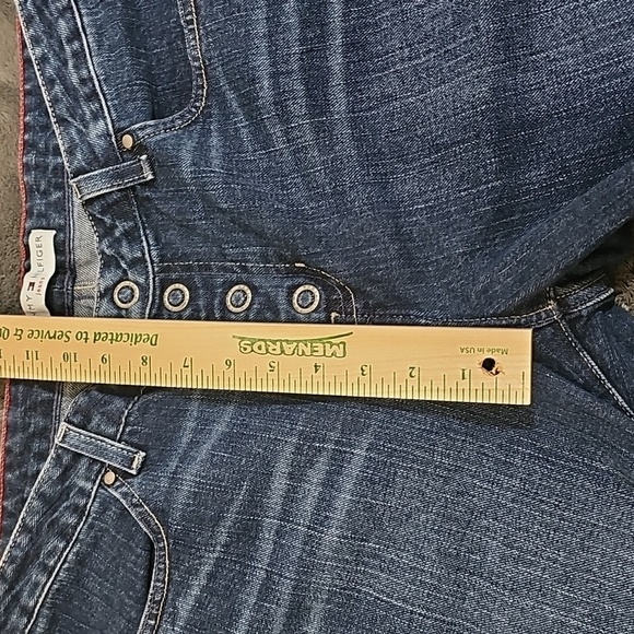 Tommy Hilfiger Snap Button Fly High Waist Wide Leg Bootcut Blue Jeans Size 12 - Picture 8 of 10